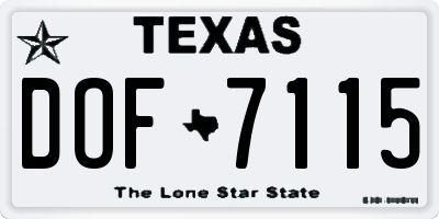 TX license plate DOF7115