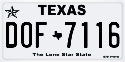 TX license plate DOF7116