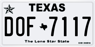 TX license plate DOF7117
