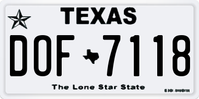 TX license plate DOF7118