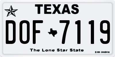 TX license plate DOF7119