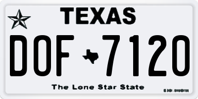 TX license plate DOF7120