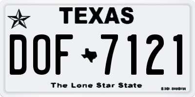 TX license plate DOF7121