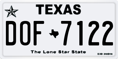 TX license plate DOF7122