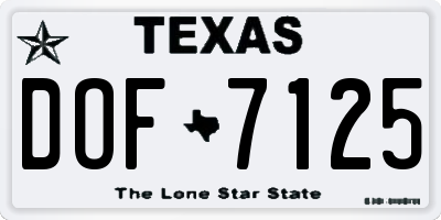 TX license plate DOF7125