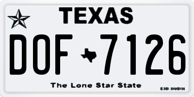 TX license plate DOF7126