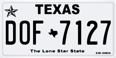 TX license plate DOF7127