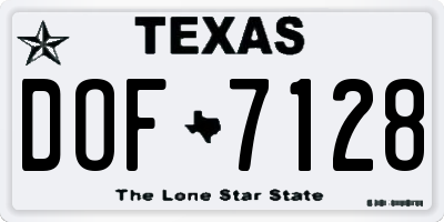 TX license plate DOF7128