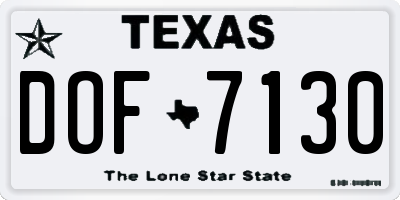 TX license plate DOF7130
