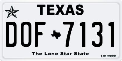 TX license plate DOF7131