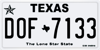 TX license plate DOF7133