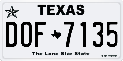 TX license plate DOF7135