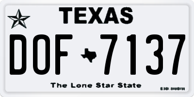 TX license plate DOF7137