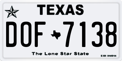 TX license plate DOF7138