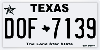 TX license plate DOF7139