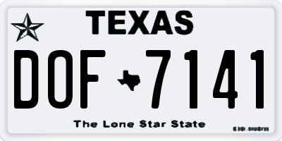 TX license plate DOF7141