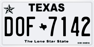 TX license plate DOF7142