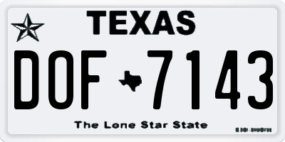 TX license plate DOF7143