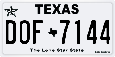 TX license plate DOF7144