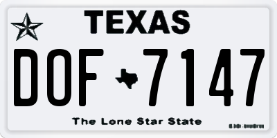 TX license plate DOF7147