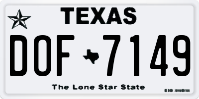TX license plate DOF7149