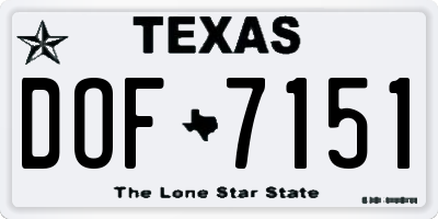 TX license plate DOF7151
