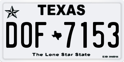 TX license plate DOF7153