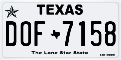 TX license plate DOF7158