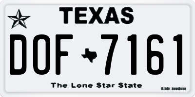 TX license plate DOF7161