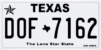 TX license plate DOF7162