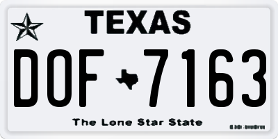 TX license plate DOF7163