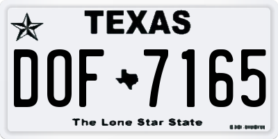 TX license plate DOF7165