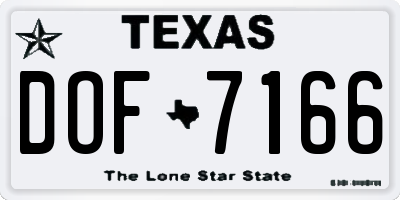 TX license plate DOF7166