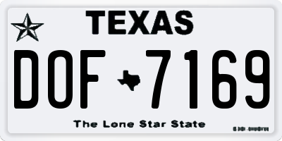 TX license plate DOF7169