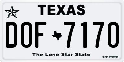 TX license plate DOF7170