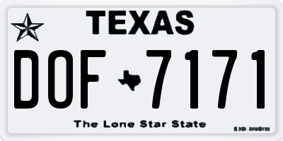 TX license plate DOF7171