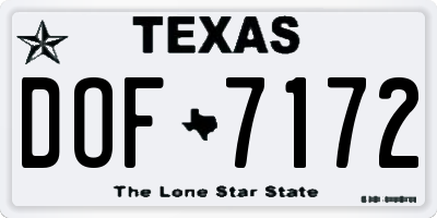 TX license plate DOF7172
