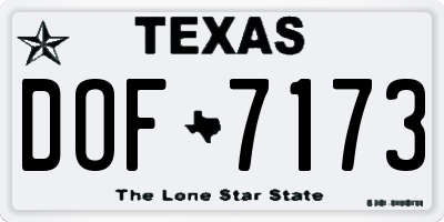 TX license plate DOF7173