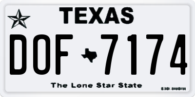 TX license plate DOF7174