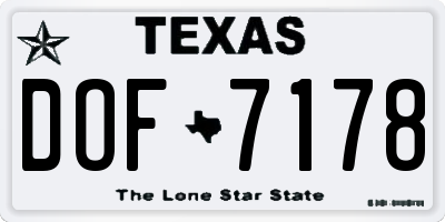 TX license plate DOF7178