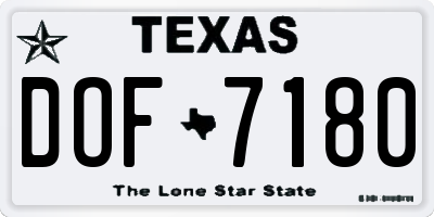 TX license plate DOF7180