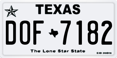 TX license plate DOF7182