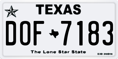 TX license plate DOF7183