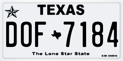 TX license plate DOF7184