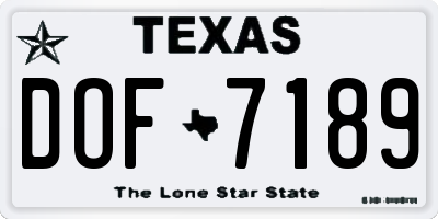 TX license plate DOF7189