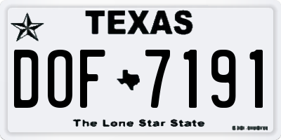 TX license plate DOF7191