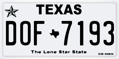 TX license plate DOF7193