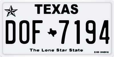 TX license plate DOF7194