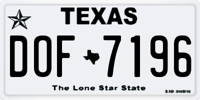 TX license plate DOF7196