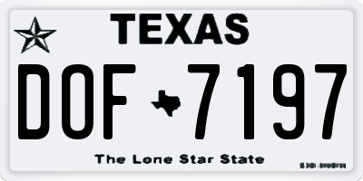 TX license plate DOF7197